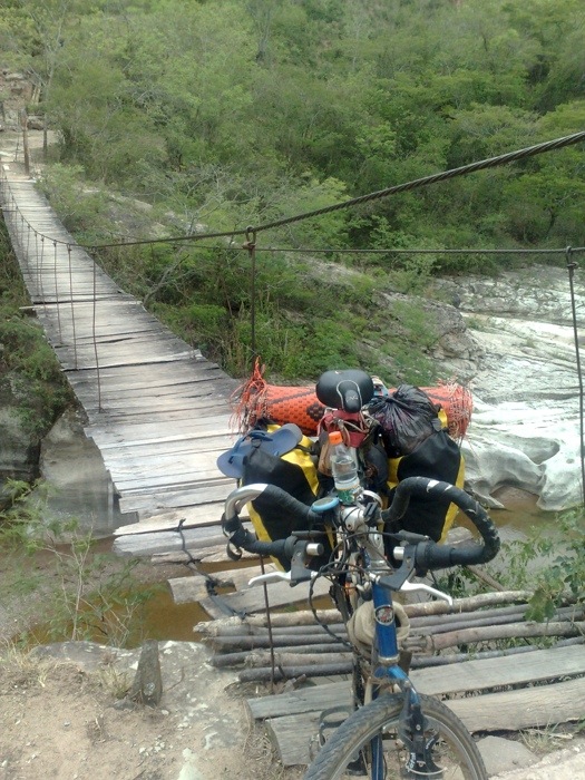 Bicycle and hanging bridge
